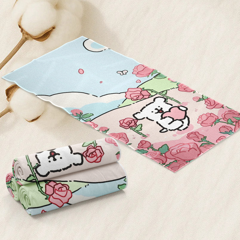 K New Line of Cute Puppy Print Series Sports Towels, Bath Towels, Fitness Towels for Absorbing Sweat and Wiping Sweat