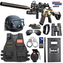 Childrens little police toy gun suit special forces costume toy gun black cat police chief eating chicken complete set of equipment