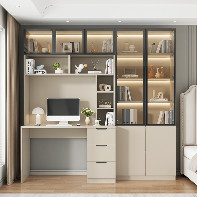 Desk and Bookshelf Integrated Table Solid Wood Home Computer Desk Desktop Office Desk Workbench Student Study Desk Writing Desk Desk and Bookshelf Integrated Table Solid Wood Home Computer Desk Desktop Office Desk Workbench Student Study Desk Writing Desk