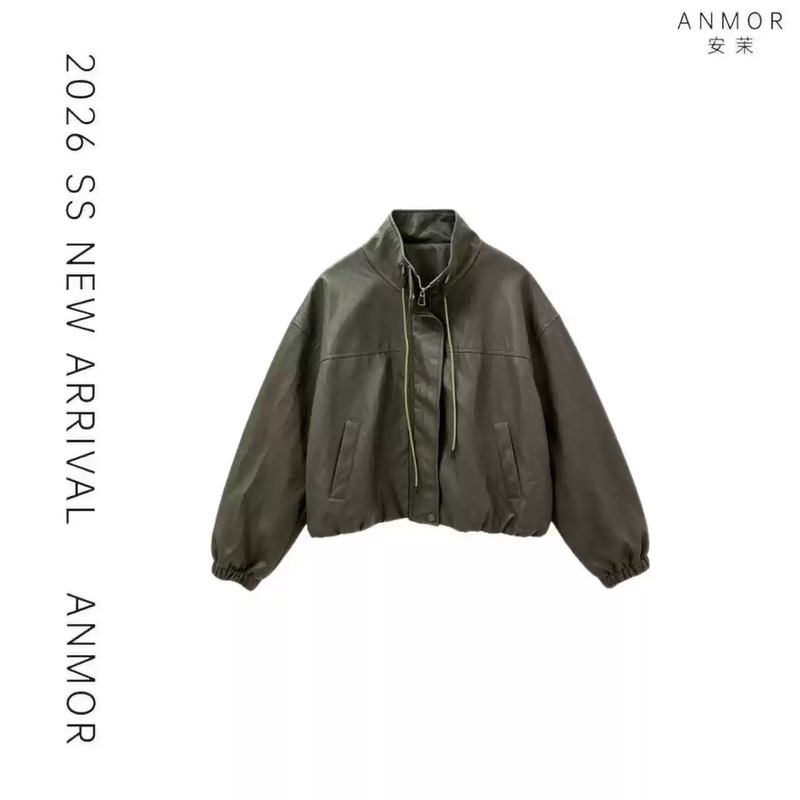 [Exclusive for Corn Fans] Anmor [Dune Leather Jacket] Fashionable and Versatile Casual Jacket Am8219