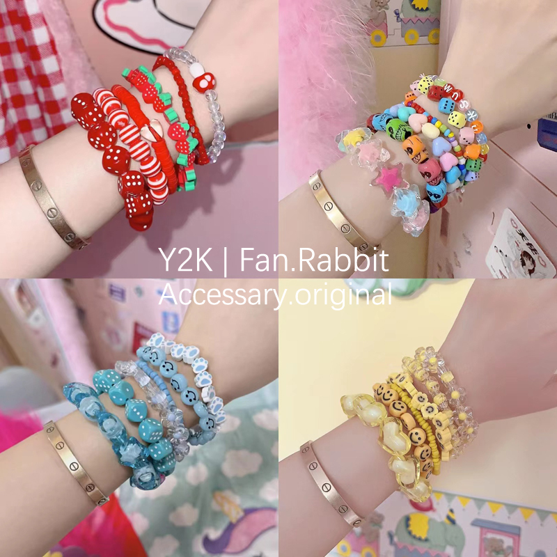 Dopamine Girl Accessories ins Hot Girl Y2K Candy Color Fluorescent Color Star Heart Accessories Bracelet