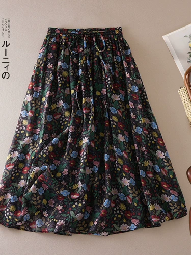 Летняя приталенная юбка, эластичная талия, А-силуэт