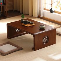 Solid wood Chinese culture table tatami coffee table bay window table Japanese-style balcony small coffee table Chinese-style floor low table and kang table