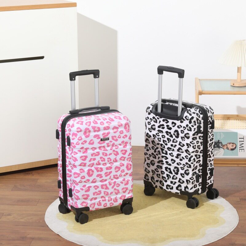 New leopard print suitcase with universal silent wheels and combination lock, unisex travel suitcase, sturdy and durable trolley case, cross-border e-commerce.