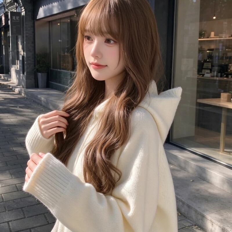 Korean-Style White Hooded Pullover Long-Sleeve Knit Sweater for Women, Winter 2026 New Model, Lazy Loose Casual Top