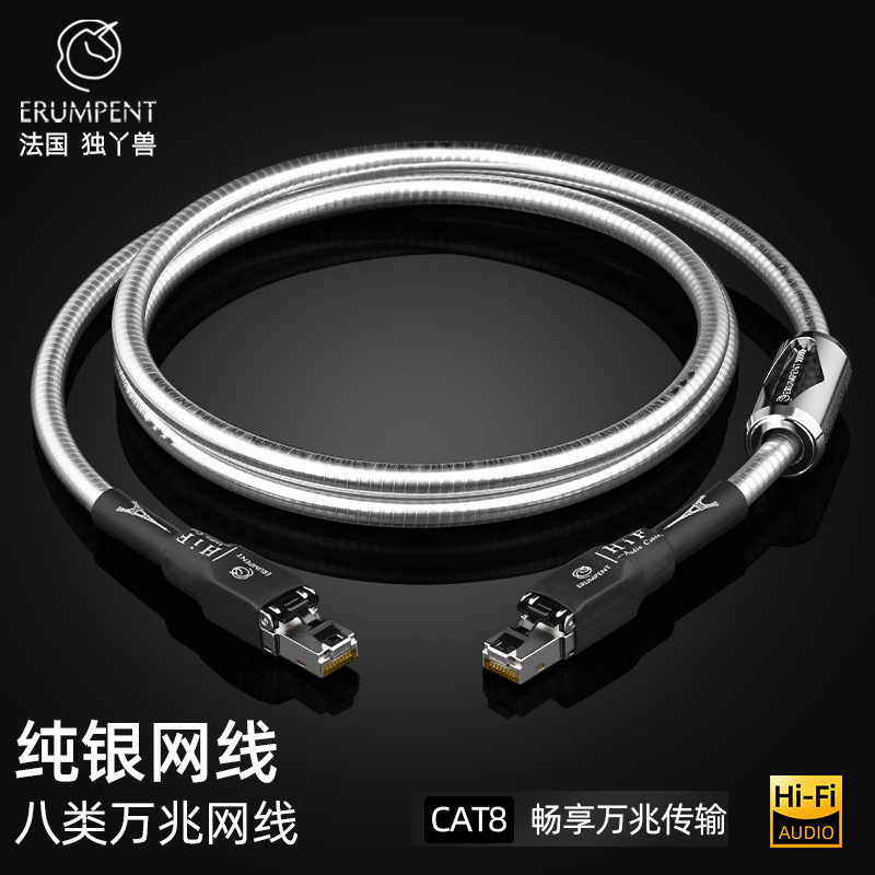 Pure Silver Category 8 Network Cable, 10 Gigabit Cat8, High-Speed Home Gaming Broadband, Connects to Computer Network, Digital Broadcast, Iis Audio Cable