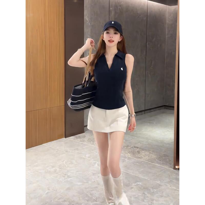German Exquisite Little Chanel-Style Golf Clothing for Women, Sleeveless Polo Vest Top, Skirt, Sports Tennis Suit German Exquisite Little Chanel-Style Golf Clothing for Women, Sleeveless Polo Vest Top, Skirt, Sports Tennis Suit