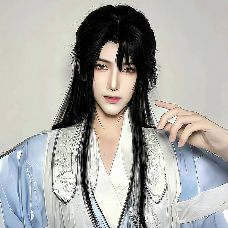 师昧cos假毛二哈师明净汉服长直发古风空气刘海新中式漫展全头套_COSPLAY配件_淘宝游戏网