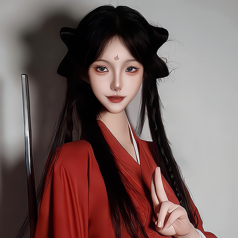 叶翘cos古风假毛小师妹汉服清冷感国风长直发中分黑色新中式头套_COSPLAY配件_淘宝游戏网