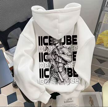 Delta Theme Agent Nameless Print Autumn and Winter Heavyweight Hooded Sweatshirt with Fleece, Loose Fit, Youth Casual Jacket