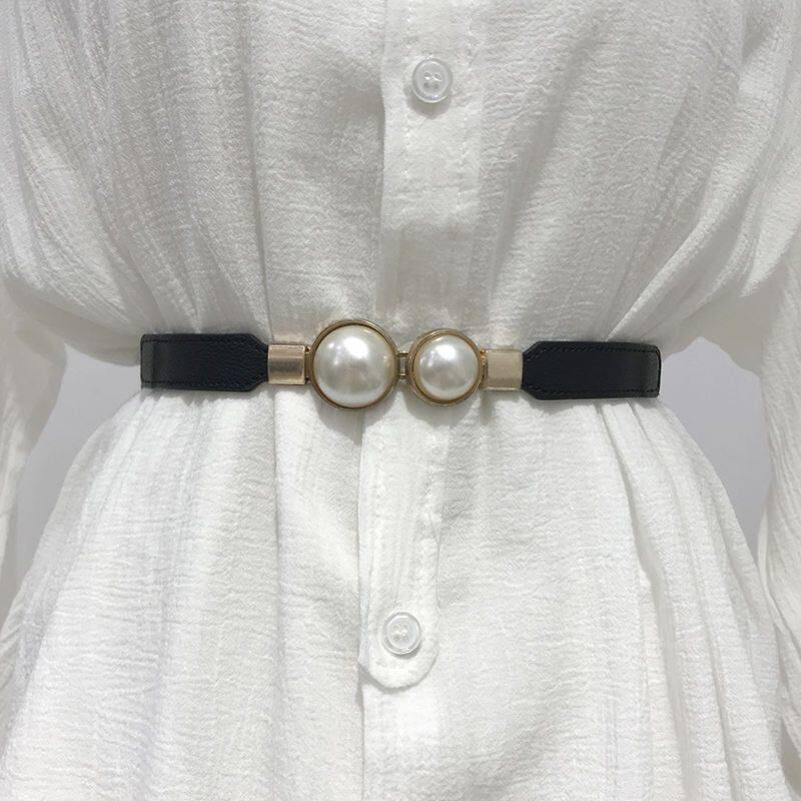 With dress belt elastic pearl belt ladies with dress dress sweater decorative girdle fashion all-match retro