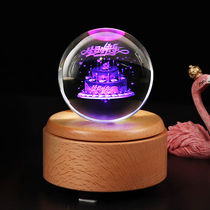 Yaqing rotating crystal ball Bluetooth music box music box Christmas gift Valentines Day gift for girlfriend and girl