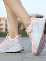 Girls Heelys shoes single and double wheels invisible walkable students deformed roller skating shoes with wheels boys and childrens large size