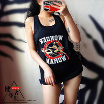 Fitness couple male and female Wonder Woman Tide Brand Guochao Net red sports I-character vest Leisure