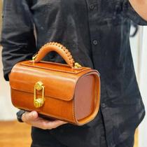 TAO Taiwan style retro genuine leather lock French pillow bag high-end simple small square bag cowhide womens handbag