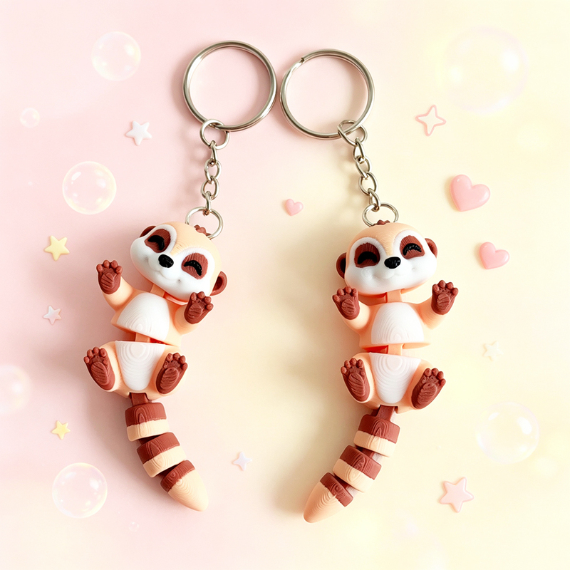3D Printed Cute and Adorable Mongoose Keychain with Fantasy-Themed Design, Movable Backpack Pendant, Suitable for Phones, Cars, Etc 3D Printed Cute and Adorable Mongoose Keychain with Fantasy-Themed Design, Movable Backpack Pendant, Suitable for Phones, Cars, Etc