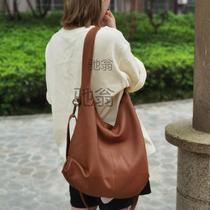 TAO Taiwan Pure Leather Lazy Genuine Leather Womens Bag Shoulder Crossbody Bag Large Capacity Casual Versatile Soft Cowhide Tote Bag