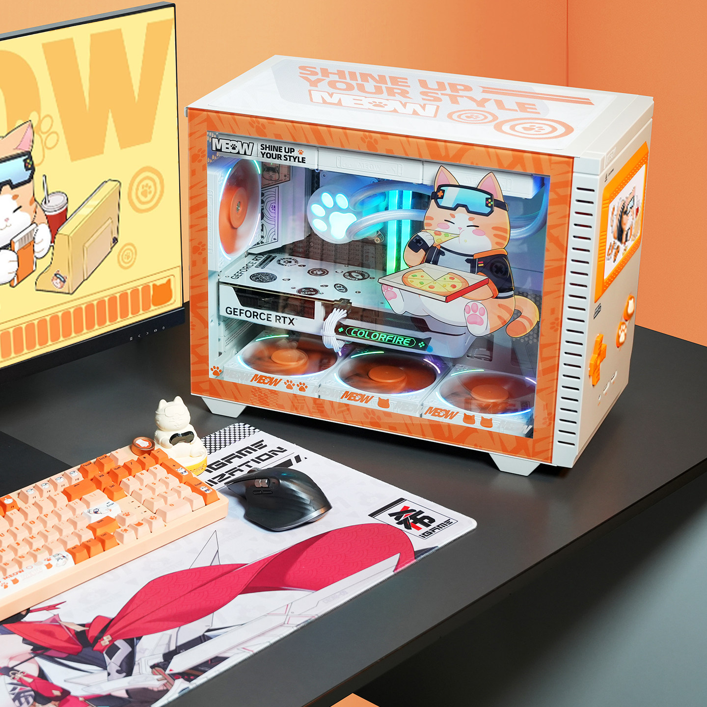 Colorfire Flagship Store Seven-Color Rtx5060 Computer Desktop Orange Cat Family Bundle I5 14400F Assembled Desktop 14600Kf Gaming 245Kf Orange Shadow Orange DIY Compatible Complete Machine