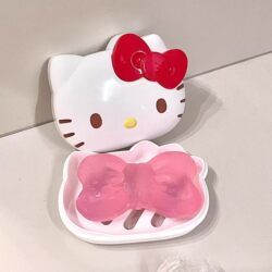 Hello Kt Cat Soap Dish, No-Drill Portable Cute Soap Holder for Student Dormitory and Home Use, Drainage Box