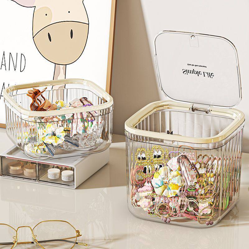 Desktop Storage Box for Children's Hair Accessories, Large Capacity with Lid, Jewelry Box for Students and Girls, Hair Ties, Hair Clips Organizer Box