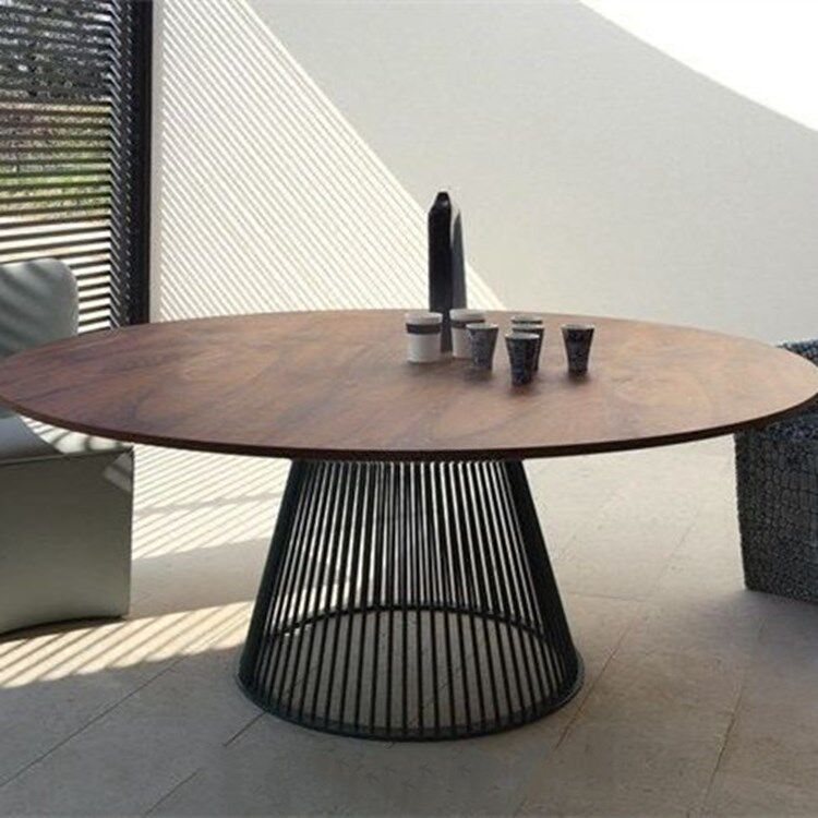 American Hotel Bar Buns Box Solid Wood Table Dining Room Large Round Table Iron Art Casual Creativity Cassette Round Table-Taobao