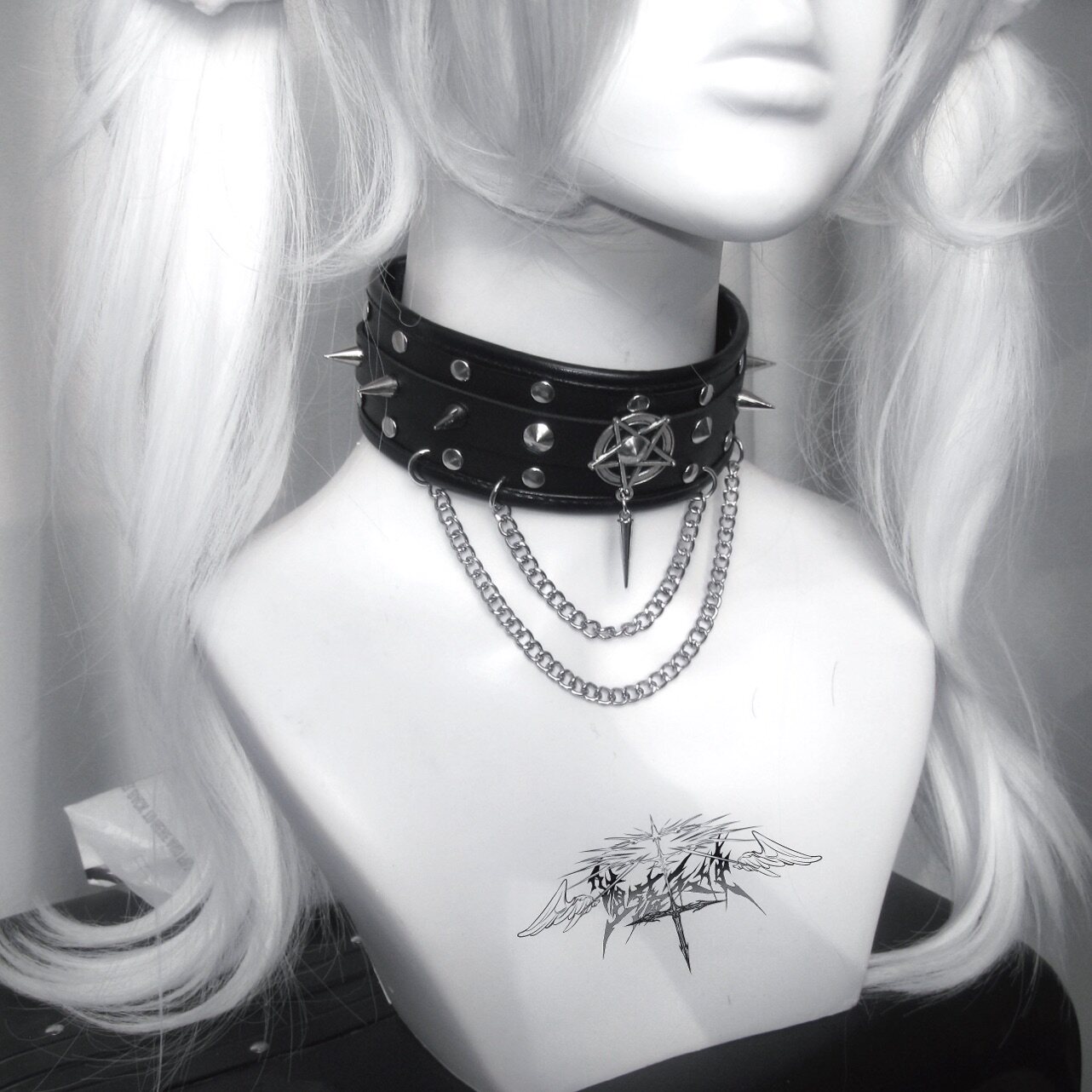 Fallen Angel | Punk-style Metal Wide Collar Original Subculture Pentagram Rivet Niche Design Neck Support