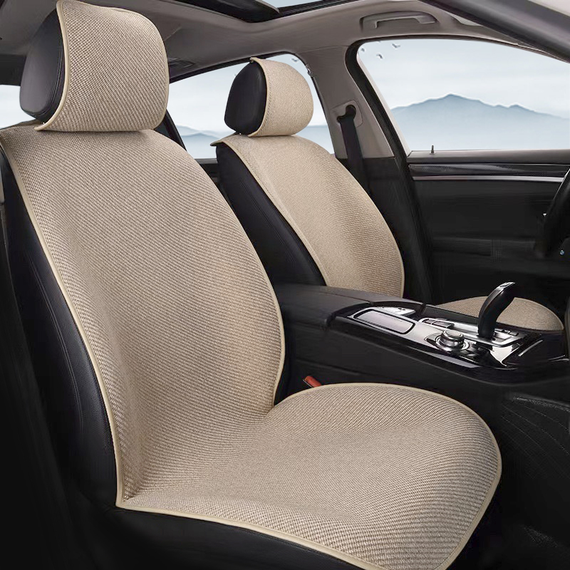 新しい車のシートクッション四季ユニバーサルリネン空気層通気性滑り止め夏アイスシルクハーフラップシートカバークッション