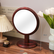 Desktop makeup mirror rotatable solid wood home B&B hotel retro square round dressing table mirror