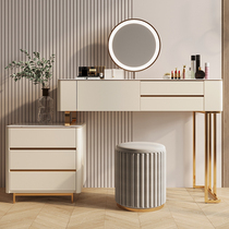 Легкий роскошный туалетный столик из цельного дерева с кожаным сланцем современный простой кожаный шкаф для спальни небольшой шкаф для хранения встроенное зеркало для макияжа