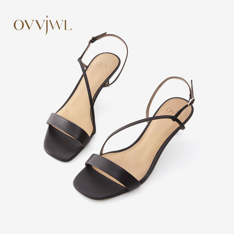 [Same Style as Sun Li] Ovv New Spring and Summer Women's Lambskin Stiletto Heel One-Strap Sandals Gsxaj23002A