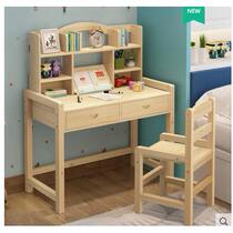 Solid wood desk with bookshelf integrated table simple liftable childrens study table junior high school student home writing table