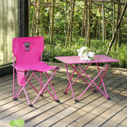 Outdoor Folding Table Camping Picnic Camping Table and Chairs Egg Roll Table Lightweight Portable Equipment Supplies Pink Set