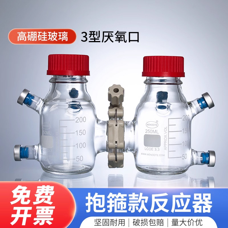 抱箍三型厌氧型反应器MFC微生物反应器厌氧培养瓶厌氧细胞瓶厌氧罐可夹质子膜离子交换膜标准取样瓶