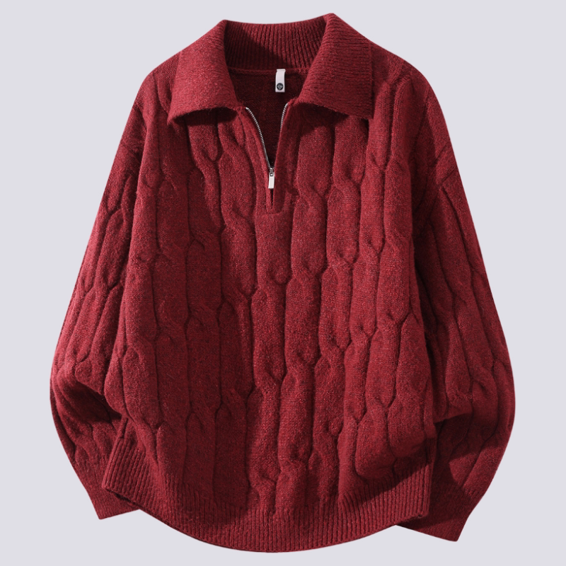 Bright Red Traditional Old Money Style Cardigan with a Turn-Down Collar, Men's Lazy Style Sweater, High-Quality Loose Knitwear Bright Red Traditional Old Money Style Cardigan with a Turn-Down Collar, Men's Lazy Style Sweater, High-Quality Loose Knitwear