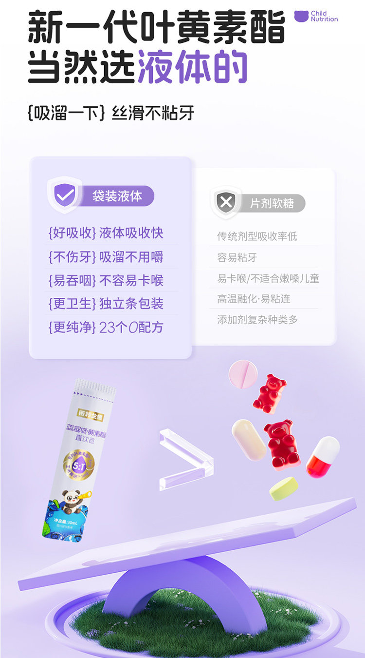 【中國直郵】 諾特蘭德 藍莓葉黃素酯直飲包 正品 兒童青少年非近視護眼 10毫升*20條/盒