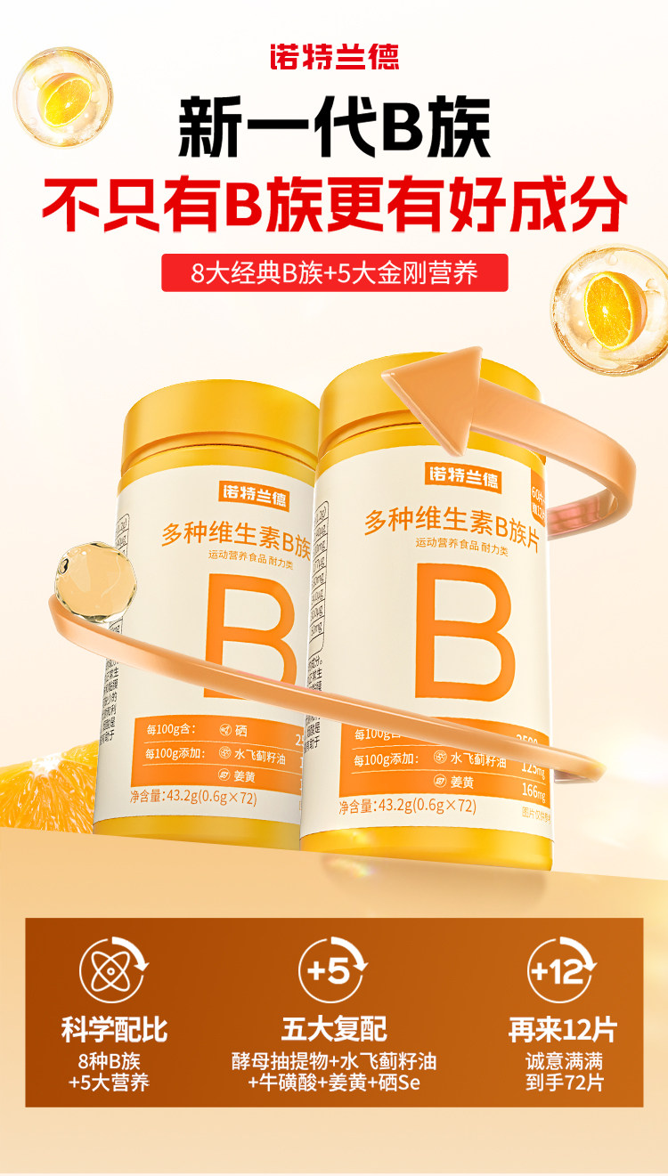 Nutrend 诺特兰德 多种维生素B族片 72粒 双重优惠折后￥19.9包邮 淘金币可抵扣￥2.37