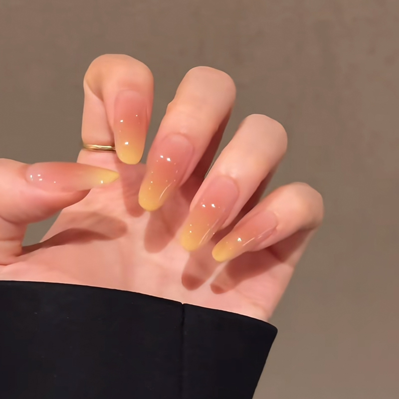 Yangzhi Ganlu Handmade Wearable Nails Dopamine Blush Gradient Macaron Color Brightening Medium-Long Detachable Nail Art