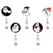 Retractable back clip easy-pull buckle manufacturer round easy-pull chest card clip badge hanging buckle Epoxy retractable buckle