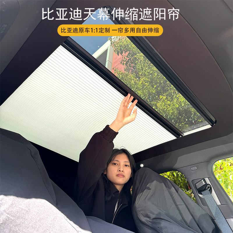 Suitable for Byd Electric Song L and Seal Models, Sunshade Curtain for Sunroof, Foldable and Retractable, Heat-Insulating Curtain for Car Roof, Full Blackout