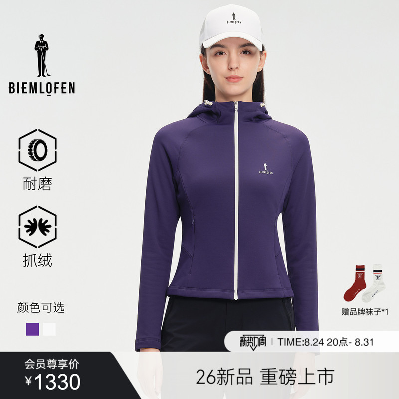 [Fleece Warmth] Biyinlefen Golf 2026 Autumn New Women's Sports Casual Hooded High Collar Jacket Coat