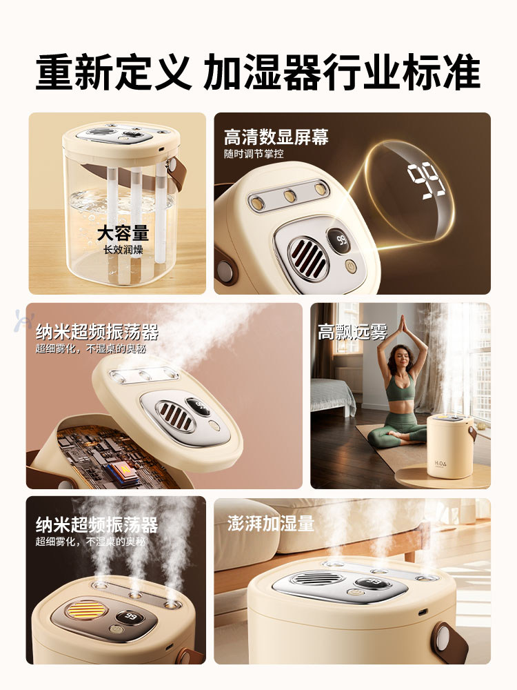 Dong Yuhui Recommends]Humidifier with Dual Spray, Wireless, Home Use, Silent, Portable, Office Desktop Mini Air Purifier, Student Dormitory Hydration, Pregnant Women, Baby Bedroom, Air-Conditioned Room, Moisturizing, Heavy Fog