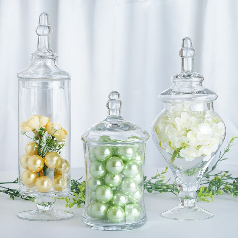 Eurostyle glass candy jar storage tank sugar vat creative wedding dessert display bottle-like board room kitchen soft-set pendulum piece-Taobao