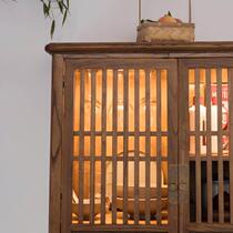 8BWI new Chinese style solid wood sideboard old elm kitchen storage cabinet medieval simple wall side cabinet wine cabinet