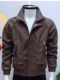 Chaqueta de cuero con cuello levantado de marca a la moda para hombre, chaqueta bonita de estilo coreano de alta gama, otoño e invierno, tops para hombre 2025