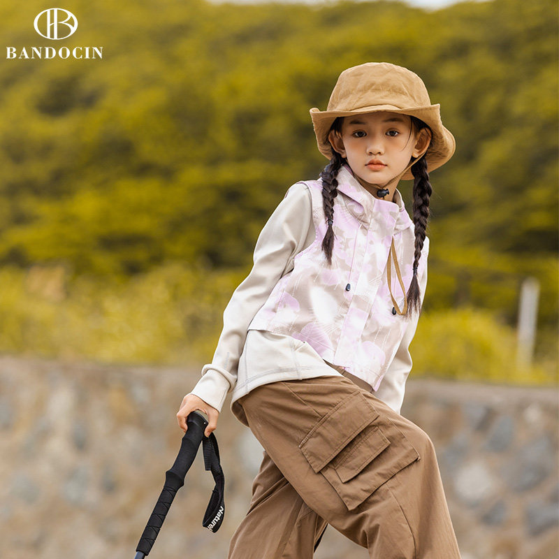 Half-time idle pro-children dress girl's autumn clothing suit 2023 new ocean gas children Spring and autumn money with cap jacket two-piece set-Taobao