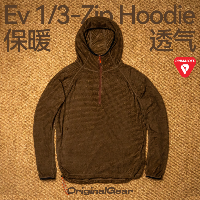 Og Original Primaloft Evolve Lightweight Fleece 1/3 Zip Hoodie Dynamic Warmth Outdoor Ev1