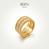 IKiCo light and shadow double row diamond ring wide ring