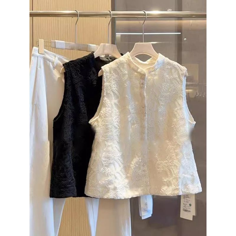Extra Large Size 150kg Lace Design Sleeveless Shirt for Women, Plus Size, Summer Loose Fit, High-End New Chinese Style Vest 2 Extra Large Size 150kg Lace Design Sleeveless Shirt for Women, Plus Size, Summer Loose Fit, High-End New Chinese Style Vest 2