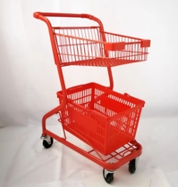 Convenience store shopping trolley snack cart double-decker shopping cart colorful trolley supermarket double-decker shopping cart