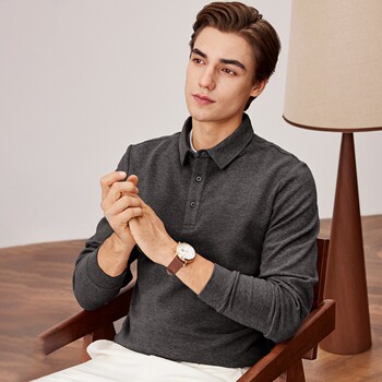 Shanshan mulberry silk sheep wool thickened long-sleeved polo shirt